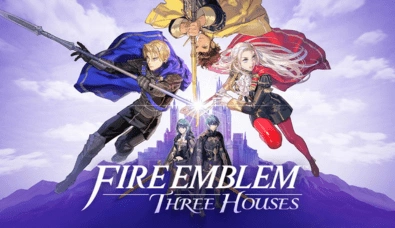 Fire Emblem: Three Houses scene with key characters and iconic elements from the game.