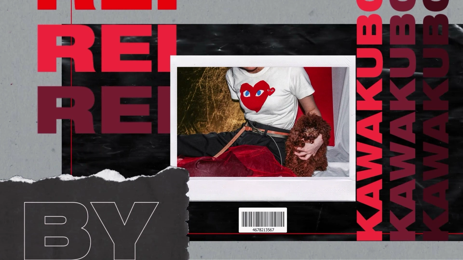 A person wearing a graphic tee with a red heart logo sits on a couch holding a small brown dog, surrounded by vibrant decor.