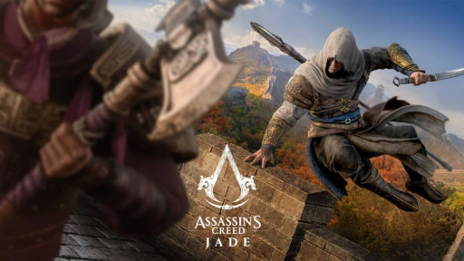 Assassin's Creed Jade poster featuring the protagonist in traditional attire, set against an ancient Chinese city backdrop.