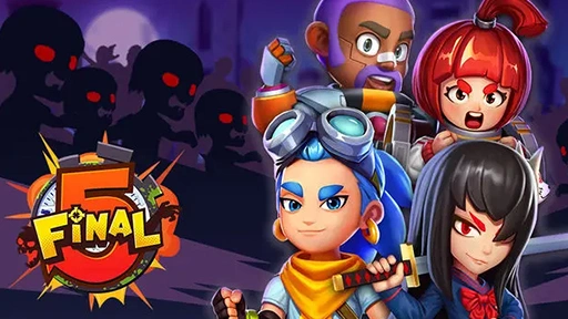 Colorful characters prepare for battle against shadowy figures, with a bold 