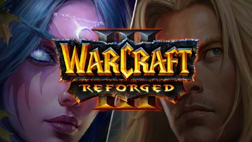 A digital artwork featuring character portraits from a fantasy game, with a prominent logo in the center.